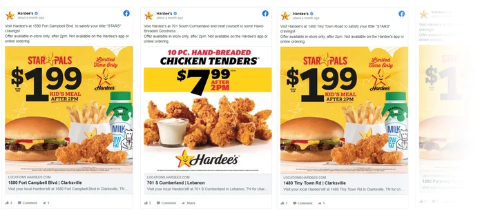 Hardee's hyperlocal social media campaigns. 