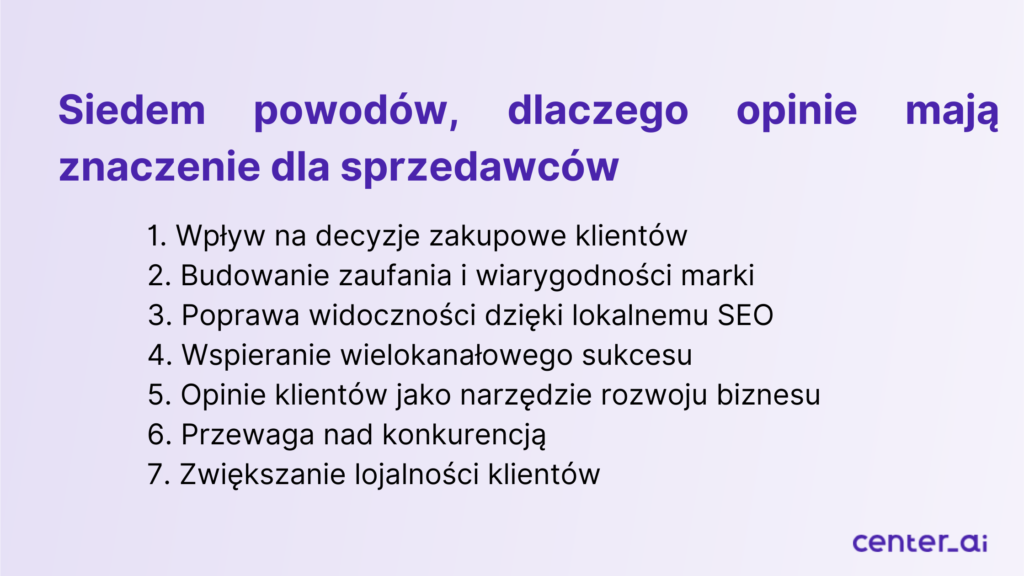 Siedem powodów, dlaczego opinie mają znaczenie dla sprzedawców.