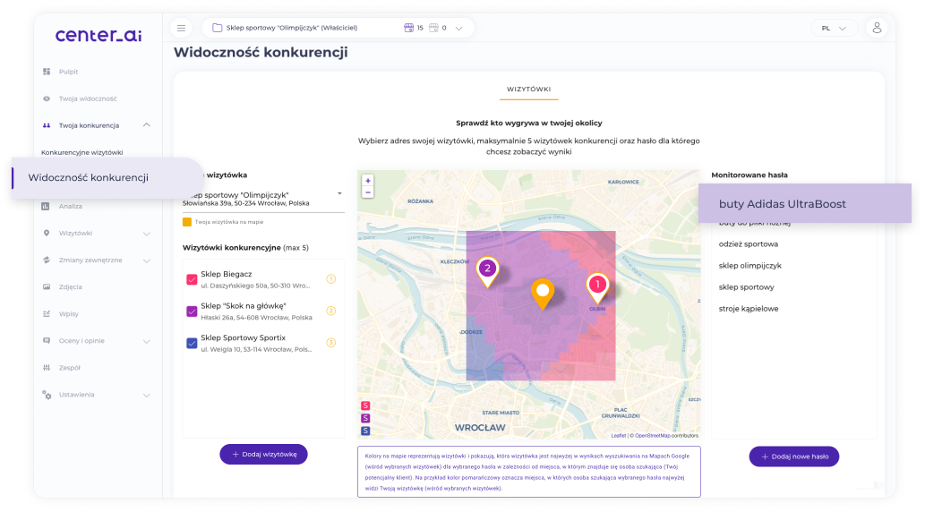 Widoczność konkurencji w Center AI