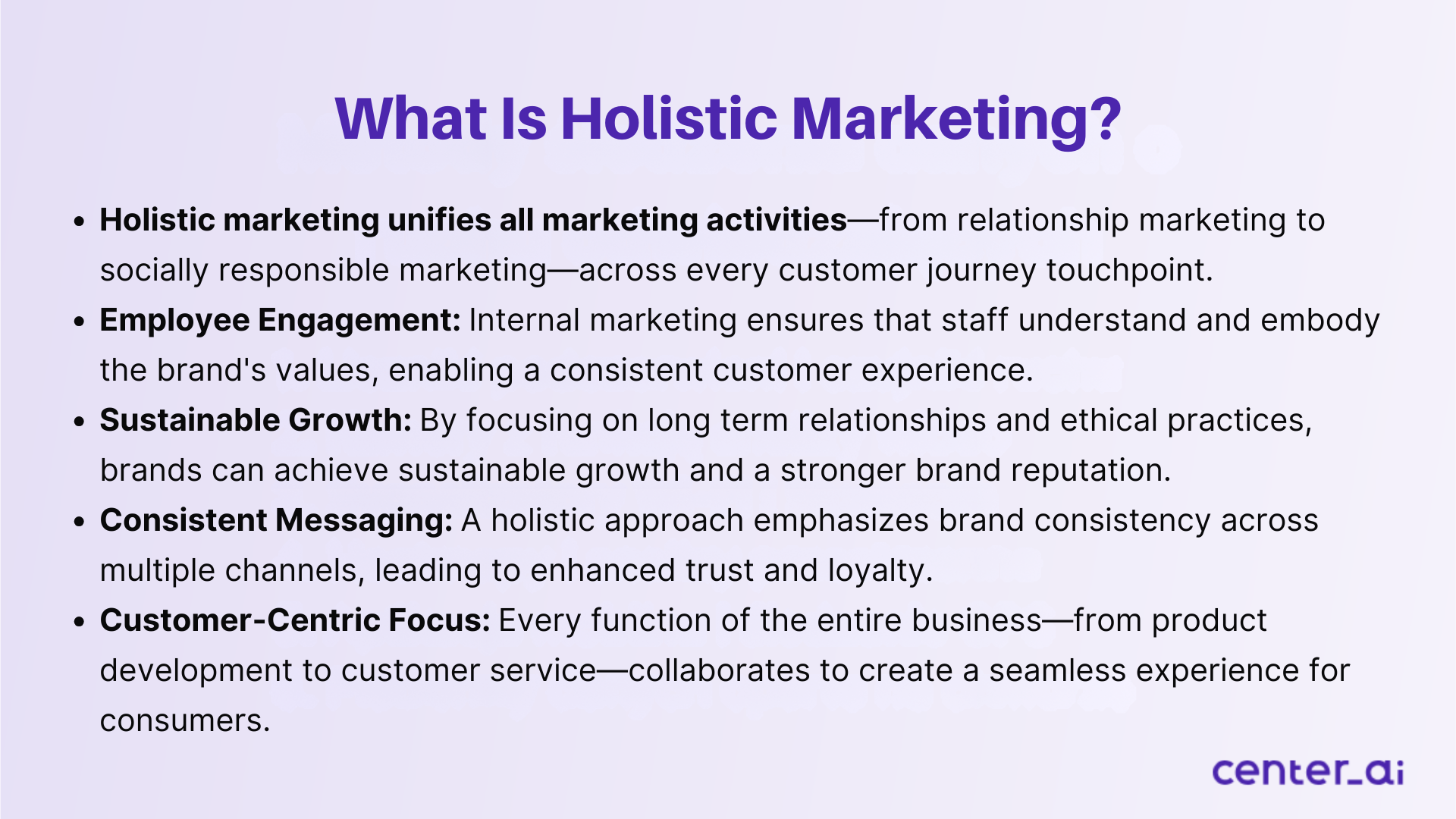 what is holistic marketing - key takeaways