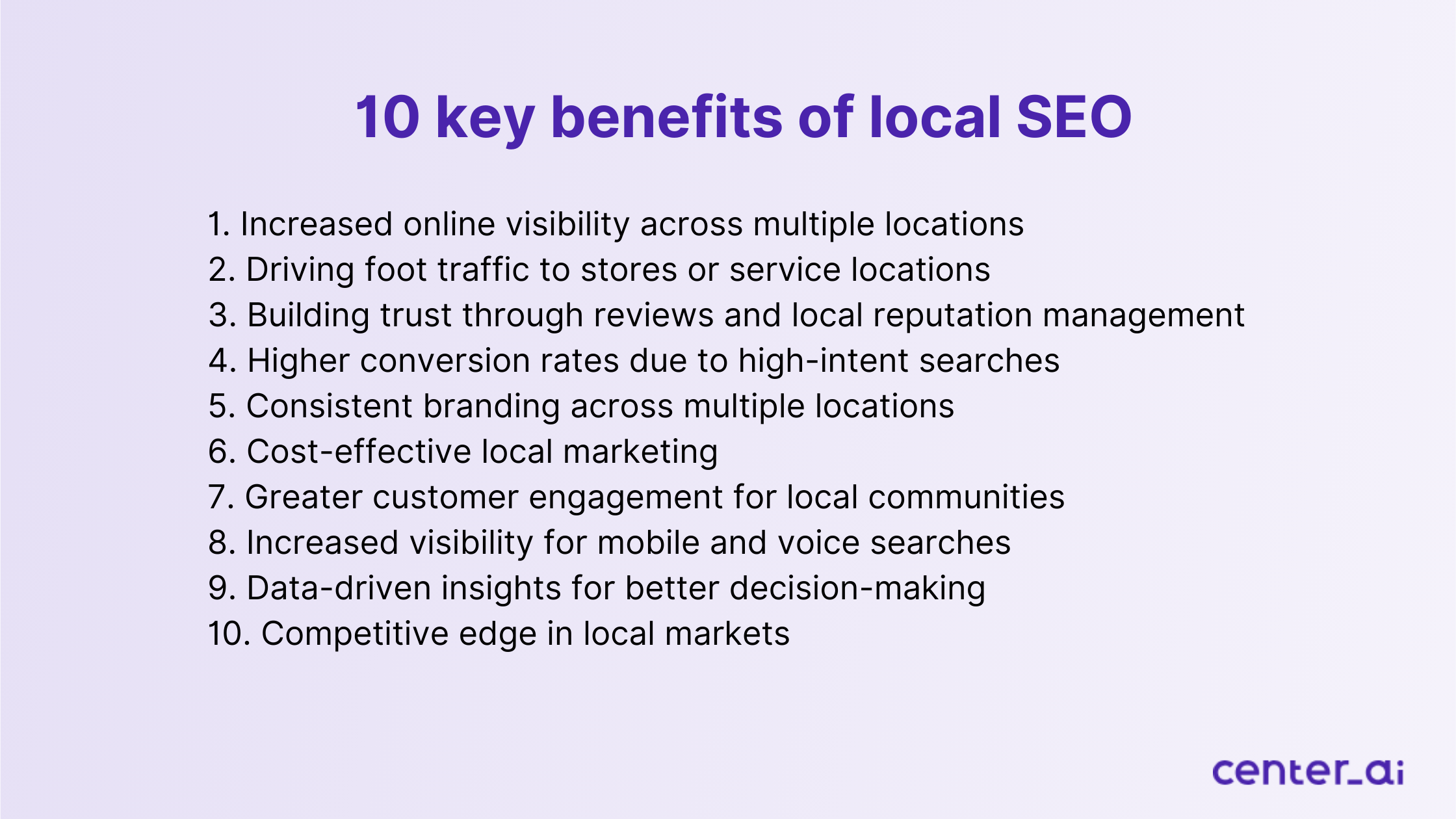 10 key benefits of local SEO.