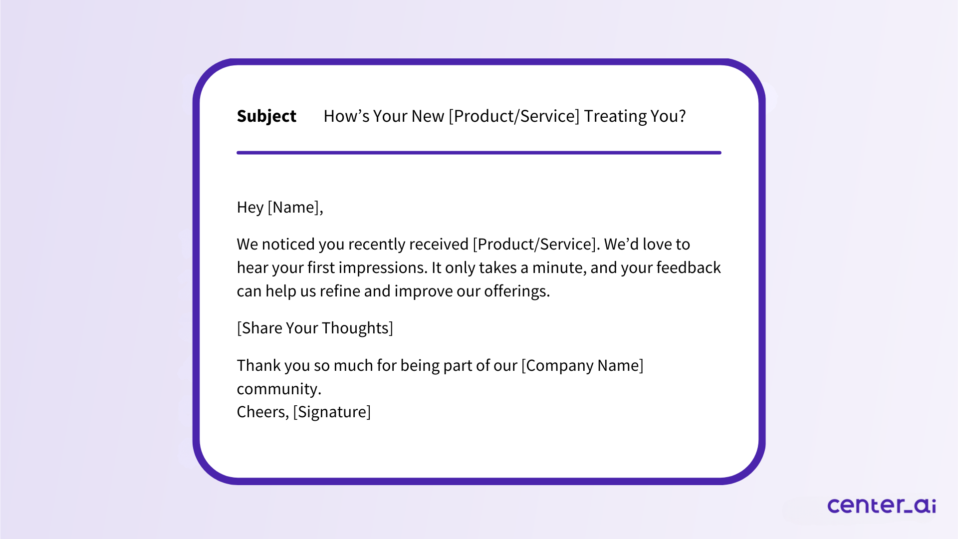 review request email templated to use after customer purchased product