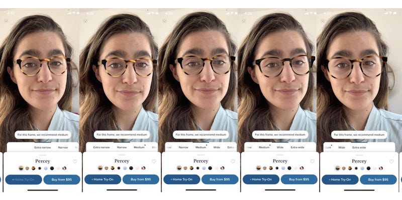 Warby Parker virtual try-on.